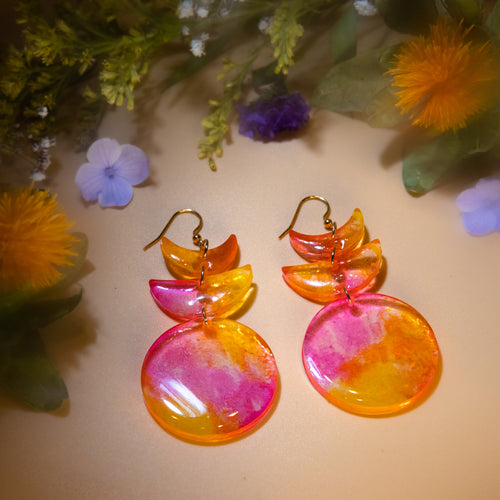 Neon Nebula Moon Phase Earrings